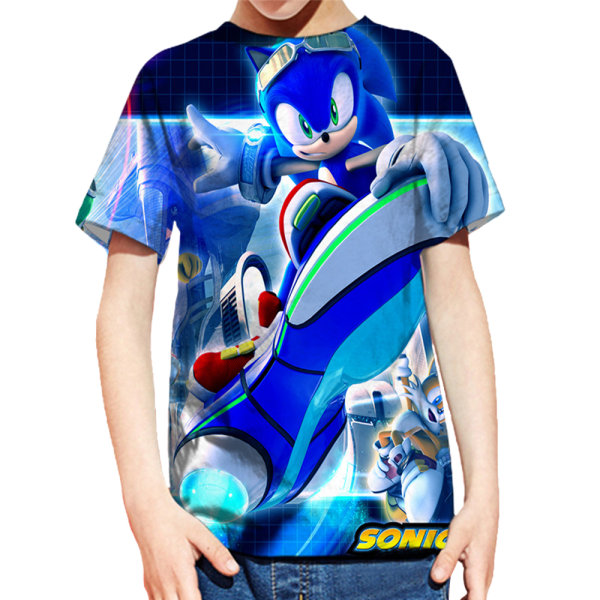 Sonic Boy 3D Printed T-shirt Kid Korta ärmar Casual D 130cm