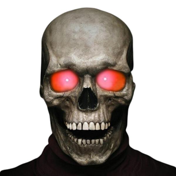 Kranium Maske Halloween Horror Glødende Øje Helhoved Kranium Masker Hjelm Bevægelig Kæbe A