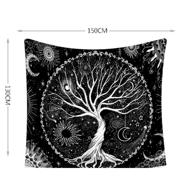 Gobeläng Sun Moon Tree Vägghängande Sängkappa Sovrumsfilt Mat 150*130cm