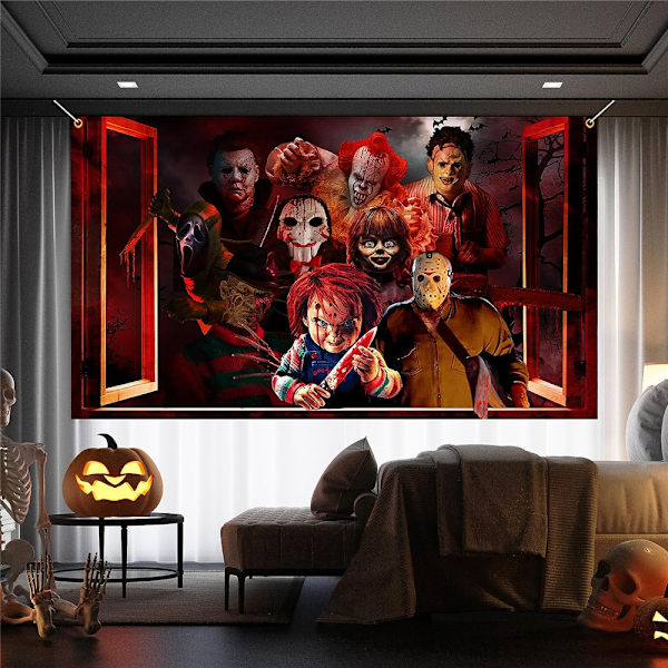 Halloween Banner Mærkat Adsorberet Plakat Dekoration Spøgelseshus
