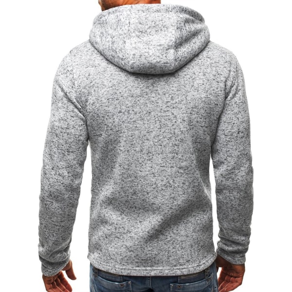 Män Zip Långärmad Sweatshirt Pullover Jumper Vinterjacka Topp Light Grey XL