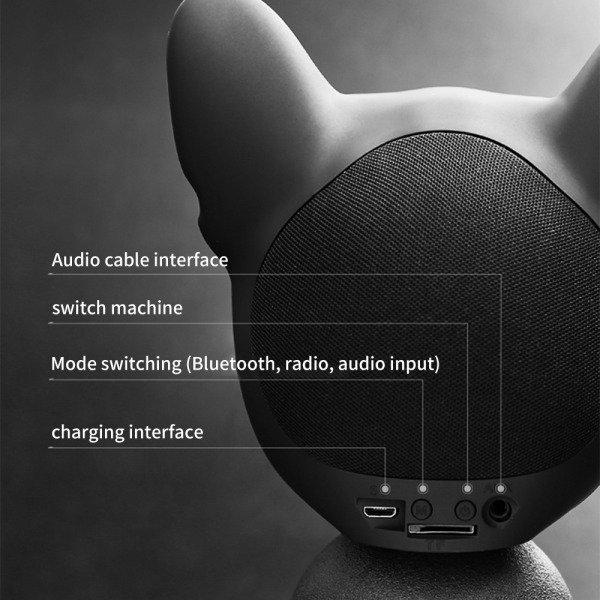 Mini French Bulldog Bluetooth trådlös högtalare subwoofer Sliver