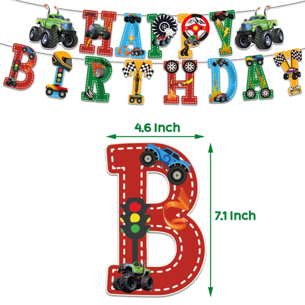 Monster truck tema födelsedag banner ballong festdekorationer