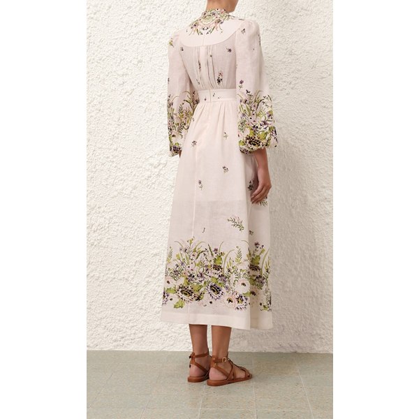 HALLIDAY PLUNGE MIDI KJOLE Sommerkjoler for kvinner 2025 Retro Stil Trykt Lang Ermeløs Løs V-hals Lang Kjole XL