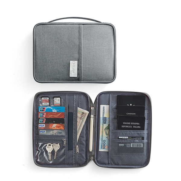 Familjens researrangör Passdokumenthållare RFID-kortficka Grey 25.5cm*18.5cm