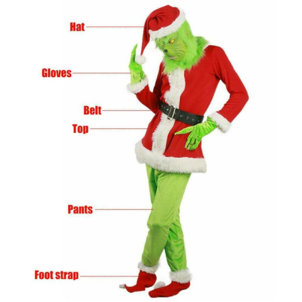 The Grinch Mask Cosplay Cosplay How the Grinch Stole Christmas Costume + Mask 2XL