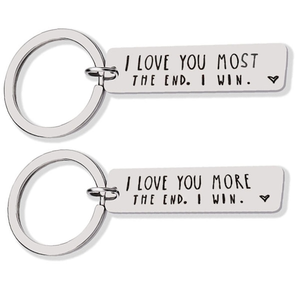 Valentinsdag JEG ELSKER DIG MERE/MEST TIL ENDE Nøglering Vedhæng A