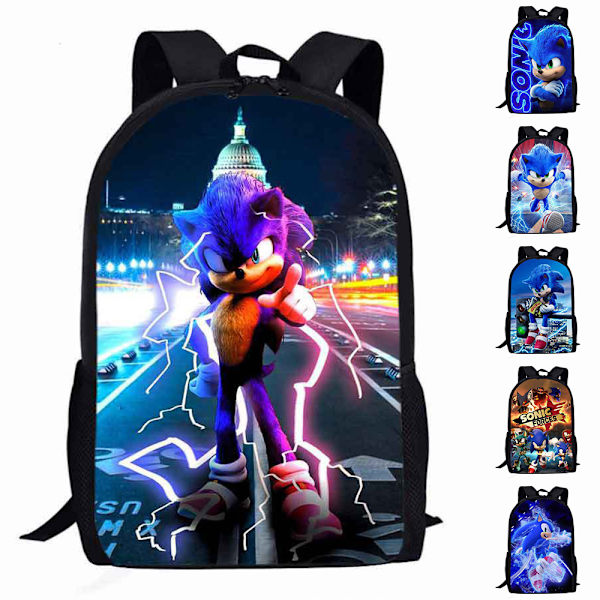 Barn Pojkar Flickor Cartoon Sonic Ryggsäck Skolväska Casual Bookbag Resväska Födelsedag Julgåvor #5