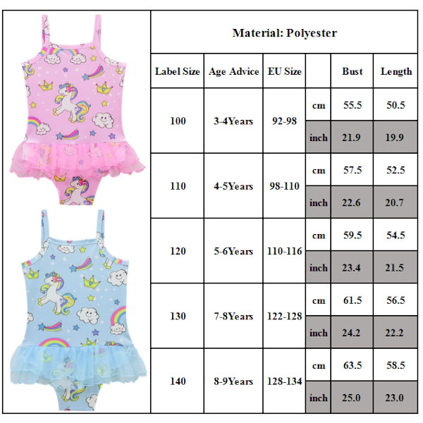 Barnflickor Enhörning Bikini Barn Badkläder Kostym Baddräkt pink 120cm