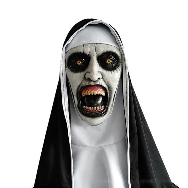 Nun Scary Mask Cosplay Kostym Helhuvud Halloween Mask A