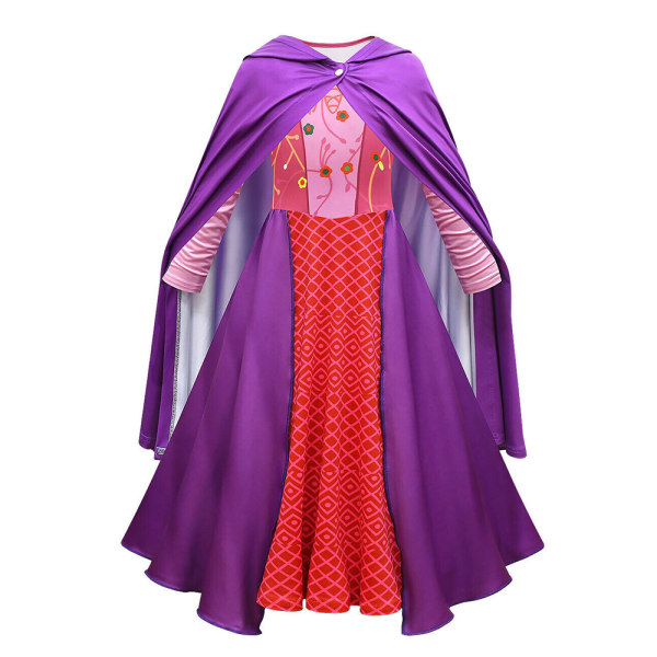 2 ST Winifred Sanderson Kostym Klänning Kappa Halloween Kostymer 160cm