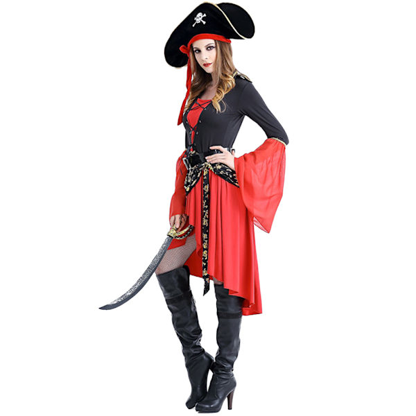 Piratkapten Kostym för Kvinnor Halloween Fancy Dress Kostym för Vuxen XL