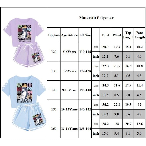 Barn Flickor Pojkar Taylor Swift Tryckt Kortärmad T-shirt+shorts Sport Outfit Set Flickor Träningsdräkt Olive Green 150cm