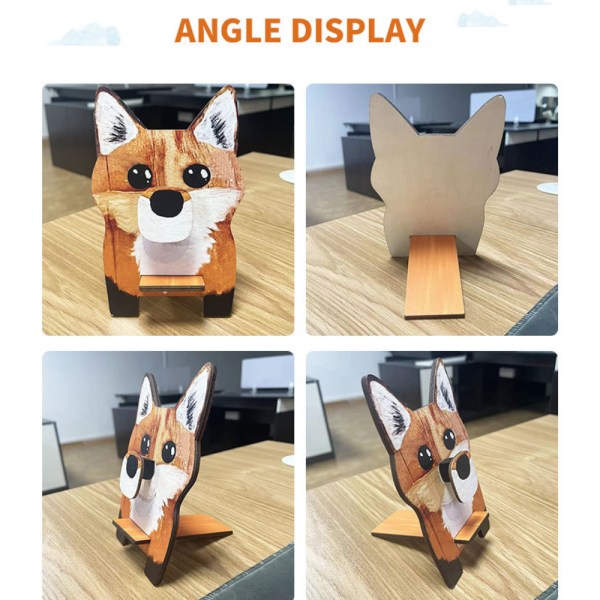 Trä Djurglasögonhållare Cartoon Fox Glasögonställ Desktop fox