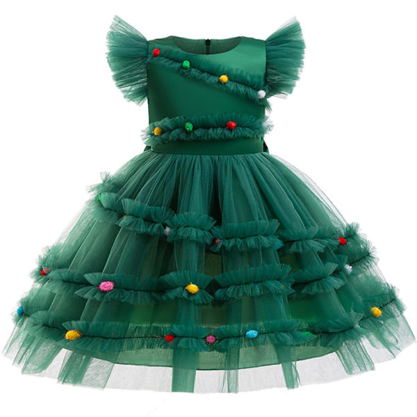 Julklappsprincesstutu i Tulle för Småflickor, Julklänning med Ärmar, Nyårsfest, Julgran Kostym 100cm