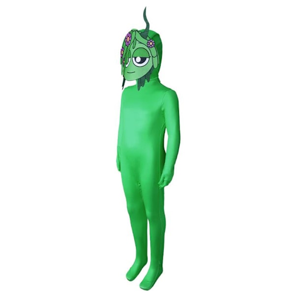 Vuxen Barn Pojkar Sprunki Incredibox Kostym Jumpsuit Med Huvudbonad Outfit Halloween Kostym Cosplay Green 120cm