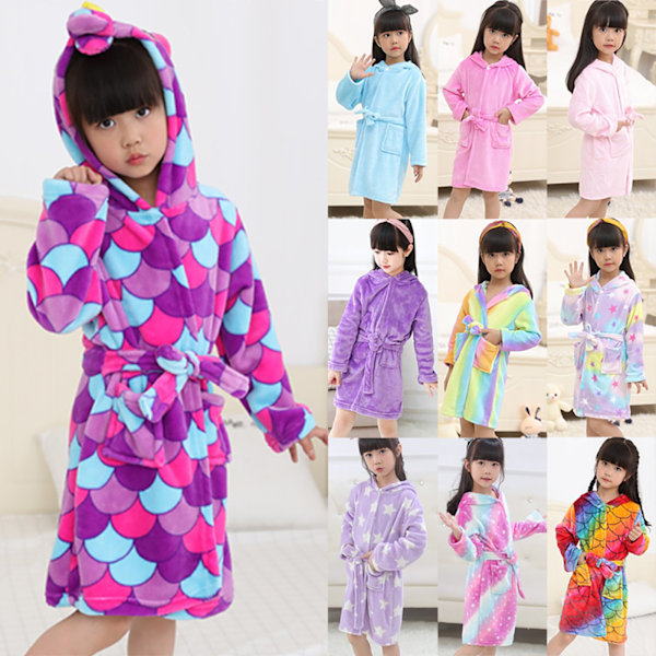 Barnbadrock Djur Enhörning Pyjamas Nattkläder multicolor 140 cm