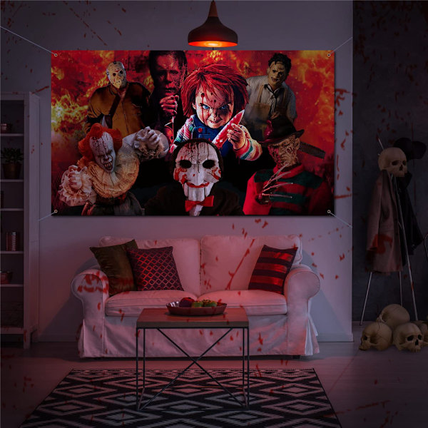 Halloween Banner Mærkat Adsorberet Plakat Dekoration Spøgelseshus