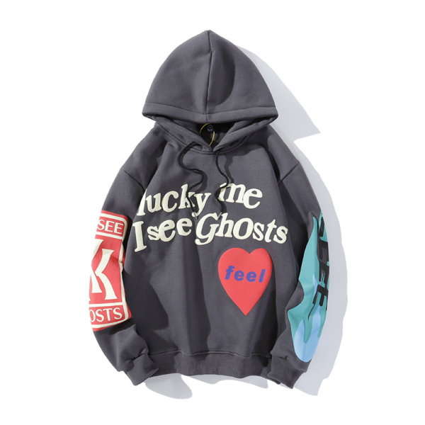 Unisex Kanye Lucky Me I See Ghosts Hip Hop Hoodie Tröja grey M