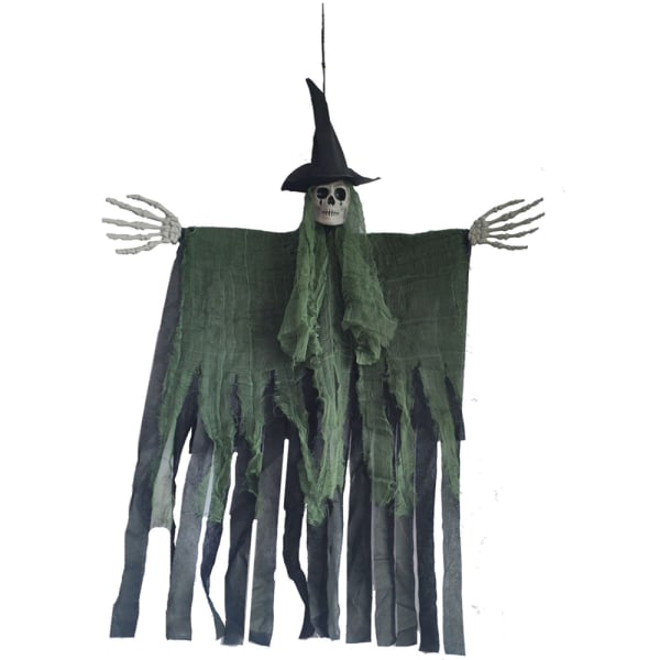 Halloween hängande spöke glödande ögon skrikande ljud hemsökt green
