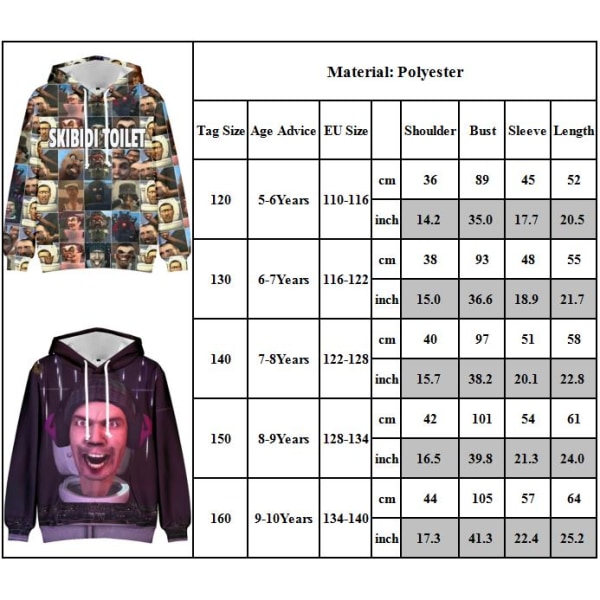 Barn Pojkar 3D Anime Skibidi Toalett Hoodie Sweatshirt Tröja A 140cm