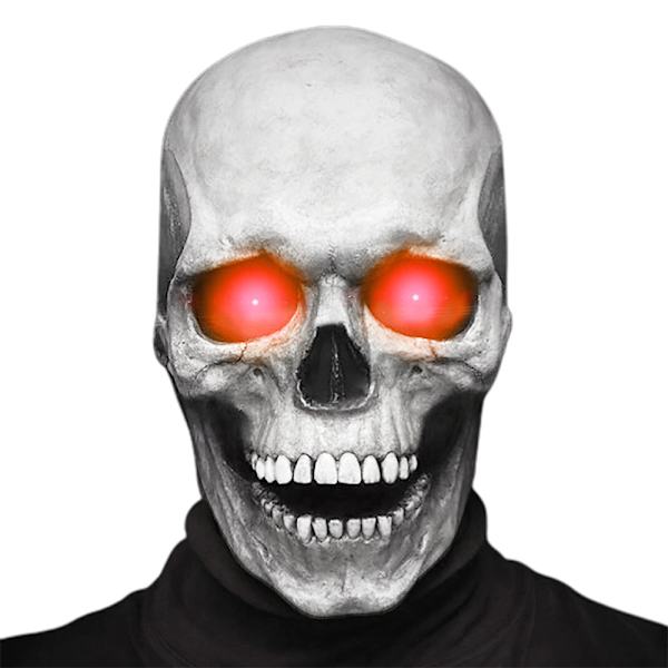 Kranium Maske Halloween Horror Glødende Øje Helhoved Kranium Masker Hjelm Bevægelig Kæbe C