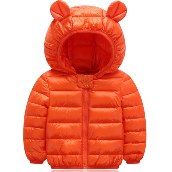 Barnjacka med huva för pojkar och flickor, dragkedja, snöoverall, ytterkläder orange 100cm