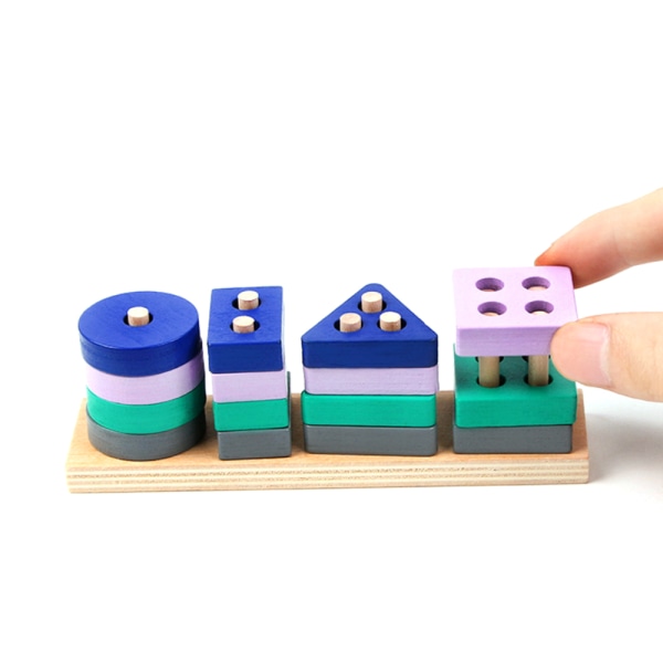 Pedagogisk träform fyra uppsättningar kolumner Building Block Toy
