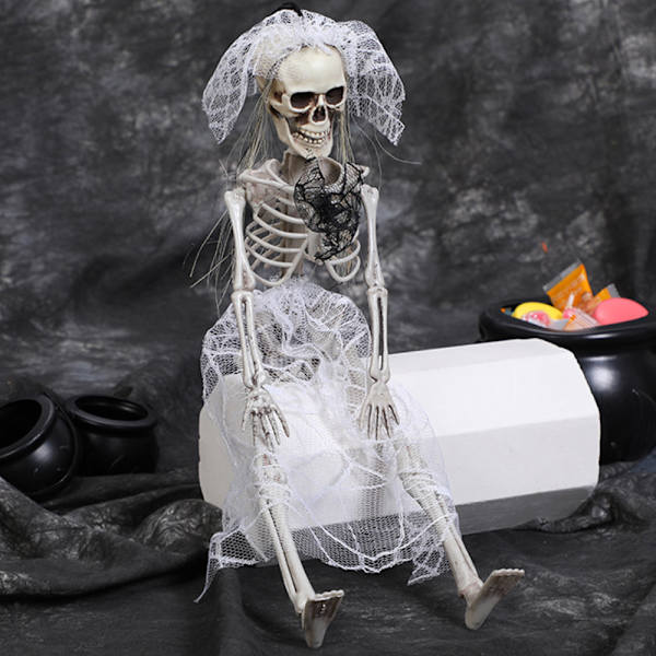 Poserbart menneskeligt par skelet rekvisit Halloween kranie par dekoration bride