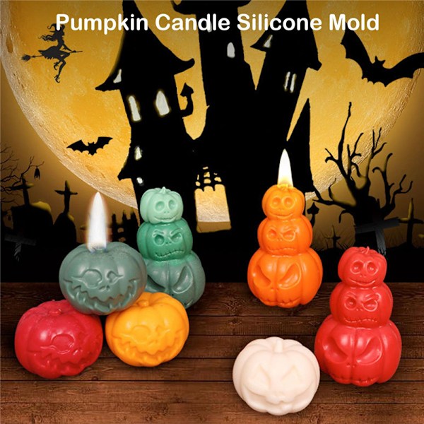 3D Halloween Pumpa Ljusform Silikon DIY Resin Bakverktyg C