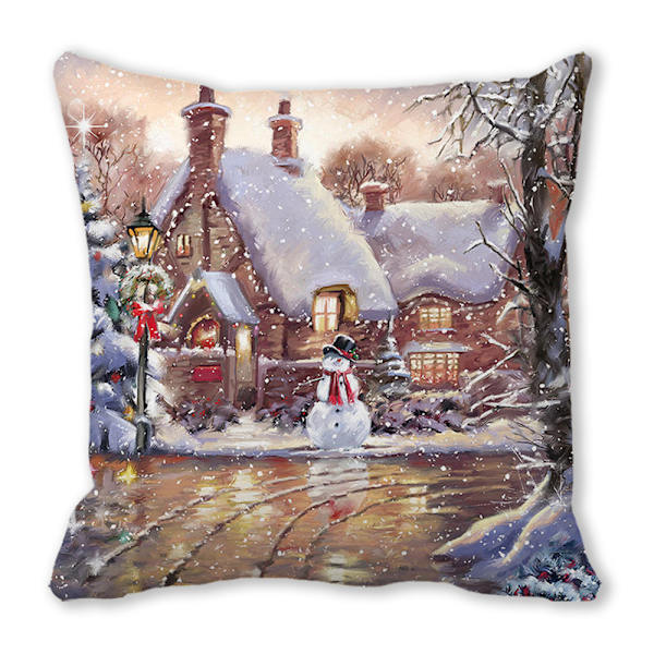 Jul örngott 45x45cm kuddfodral vinter jul dekorationer för hem träd hjort soffa kuddfodral D