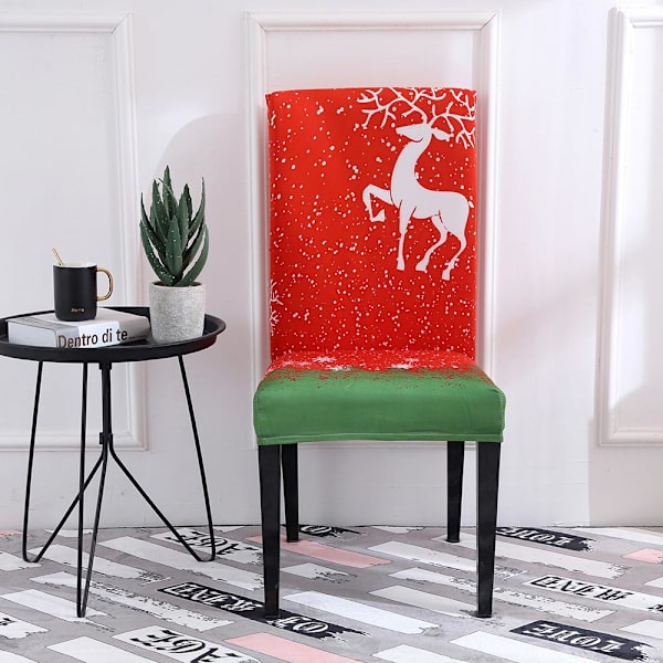 4 kpl Joustavat jouluruokapöydän tuolinpäälliset juhlakoristeet Falling snow 4PCS