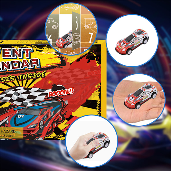 Julkalender med 24 dagar - Racingbilar, leksaker för barn, nedräkning, blindbox, present