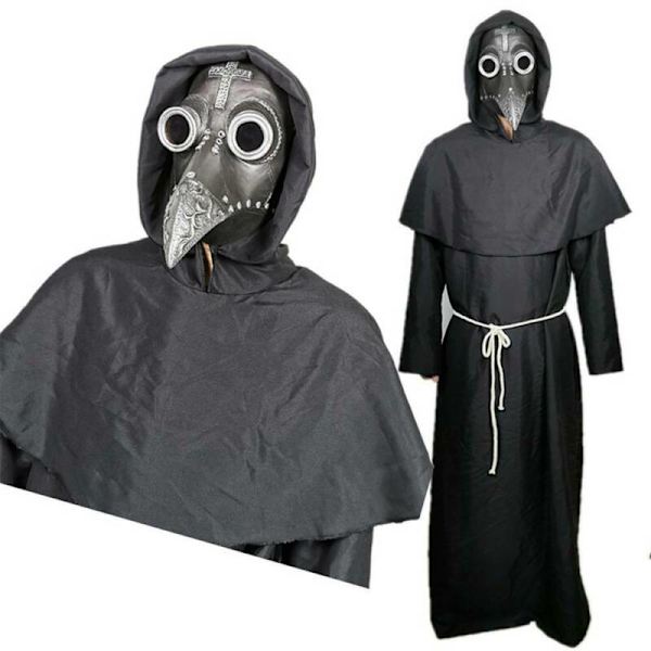 Halloween Kostume Rekvisitter Pestedoktor Fuglemaske Lang Næse Næb Silver