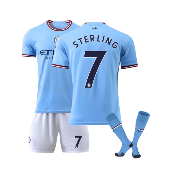 Manchester City hemmatröja #7 Sterling Barn Sportkläder Fotboll Fotboll Träningsset Barn Pojkar Träningsoverall Set Jersey T-shirt Underdelar Toppstrumpor #7 24