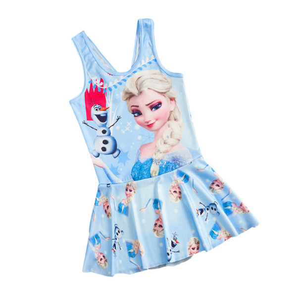 Flickbaddräkt Flickor Princess One Piece Baddräkt med kjol Badkläder Simbaddräkt Simklädsel Blue L