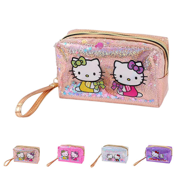 Katie Cat Makeup Bag Kosmetisk Handväska Bärbar Förvaringsväska Resväska Påse Silver