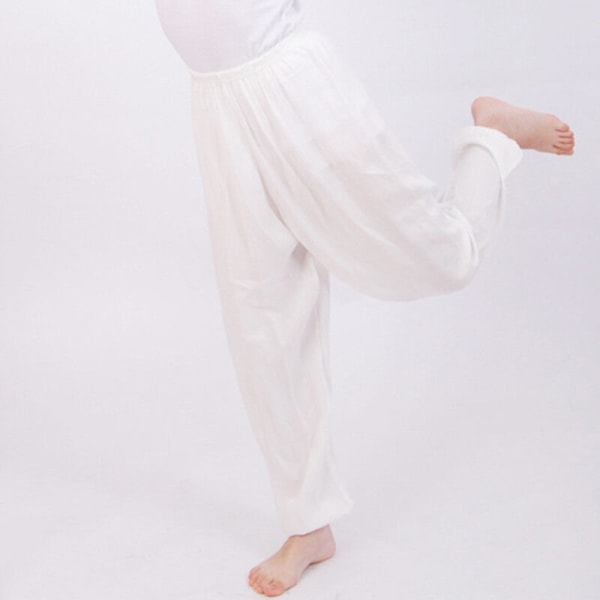 Barn Flickor Pojke Baby Byxor Harem Byxor Casual Lösa bomull Yoga Dans Leggings White 100cm