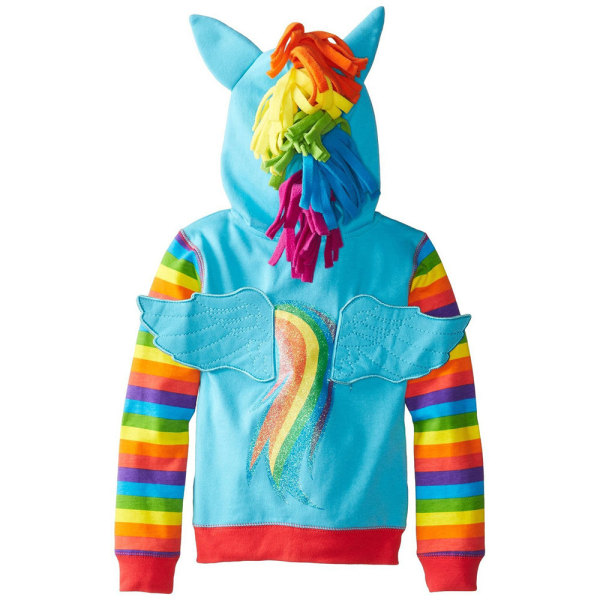 Regnbågsflicka My Little Pony Hoodie med Vingar Jacka Tröja Present Light blue 120cm