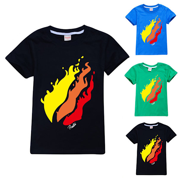 PRESTONPLAYZ Barn- och flickt-shirt med kort ärm och rund hals green 130cm