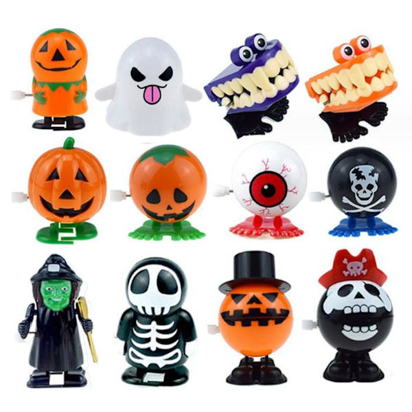 12 stk. Nyhed Optrækslegetøj Hoppelegetøj Halloween Gave til Børn 12A
