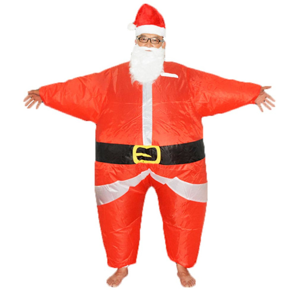 Oppustelig julemandskostume jumpsuit julefestsæt