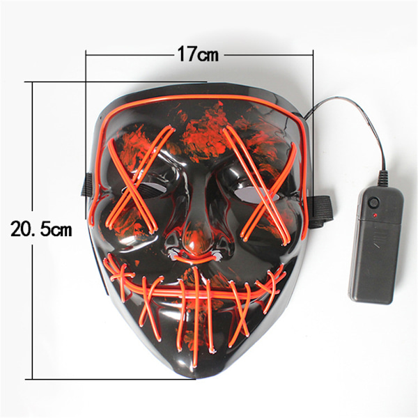 Neon Stitches LED-naamio, valojohto, Halloween-naamio, Puhdistusnaamio, Cosplay-juhlat Red