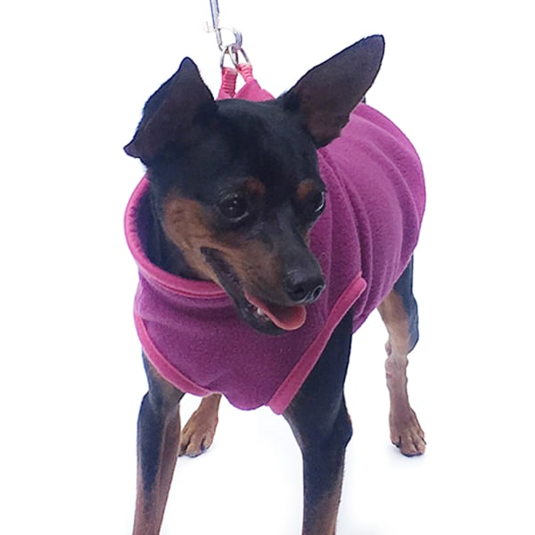 Husdjurskatt Hund Jacka T-shirt Varm Jacka Väst Huva Hög Krage Purple-Red M
