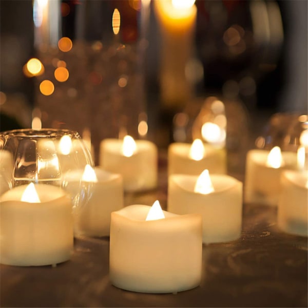 Flammeløse telys LED Votive Flakkende Juledekorasjon 12 pcs