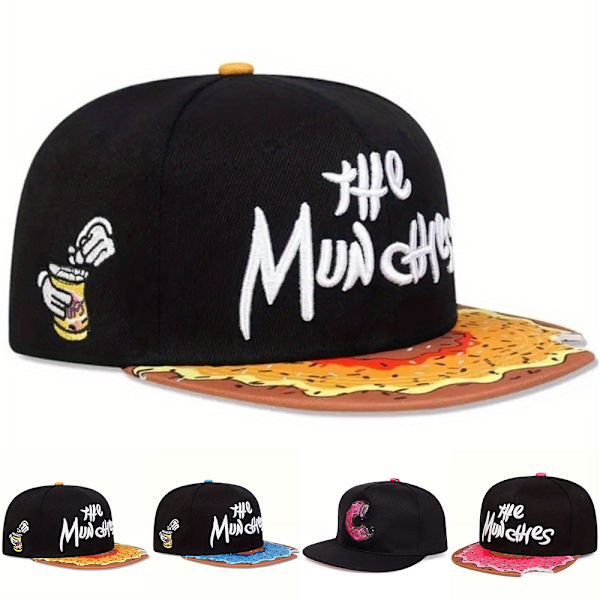 Munchies Donnut Print Snapback Hat för Män Kvinnor Baseball Cap Rapper Hip Hop C
