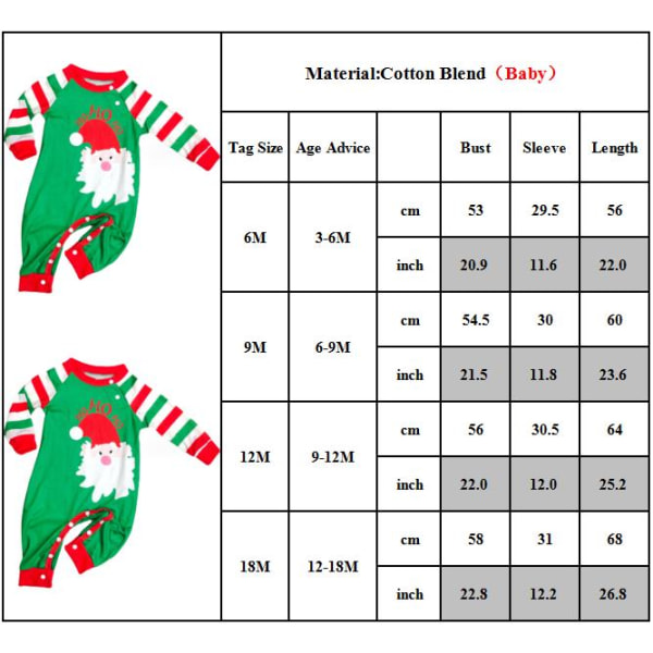 Familjematchande Julpyjamas för Vuxna och Barn Baby 12M
