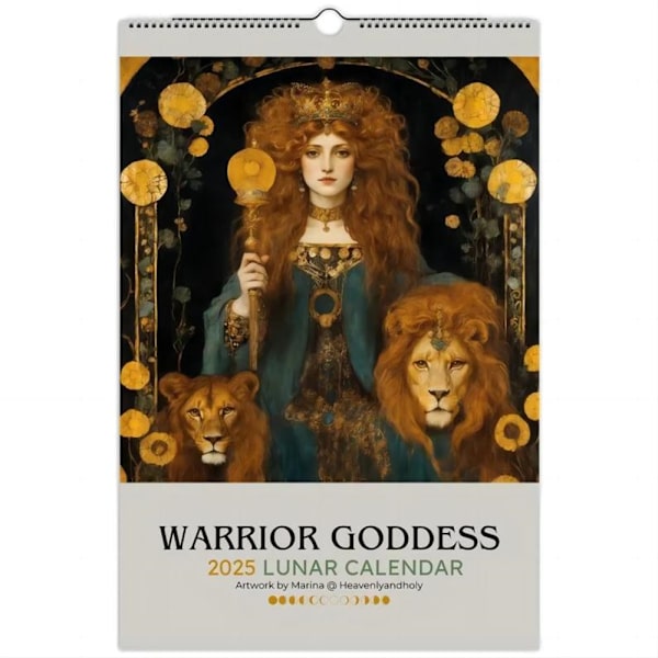Warrior Goddess 2025 Månfas Kalender, Mörk Gudinna 2025 Månfas Kalender, Väggkalender med 12 Månader, Grekisk Gudinna Kalender