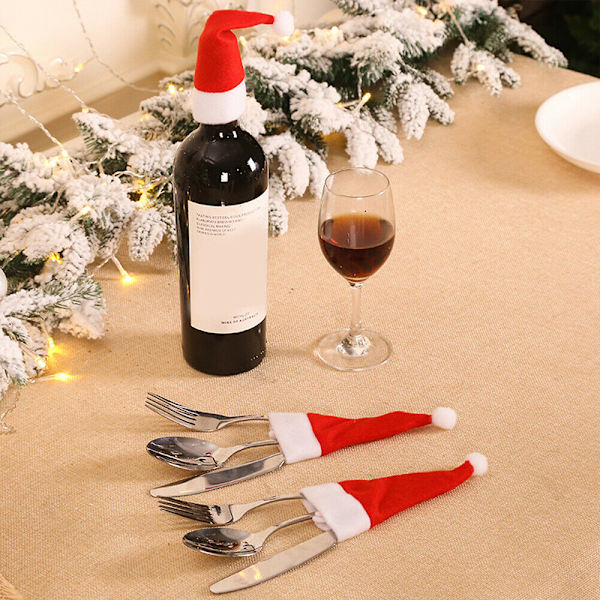 10 stk. Julemandshueholder Julebordsservice Bestikholder Dekoration 10PCS