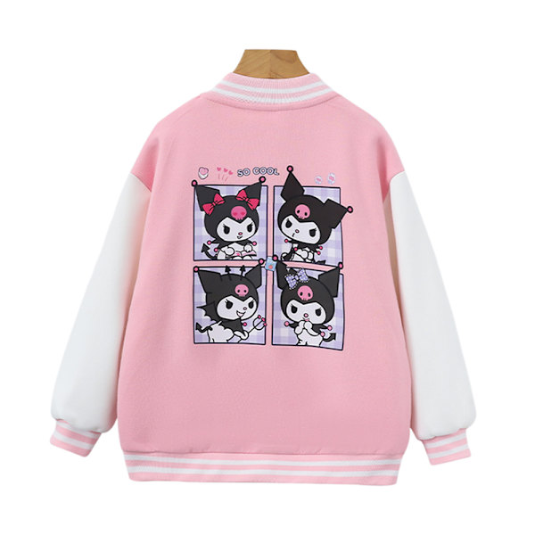 Kuromi Sanrio Anime Sød Tegneserie Forår Efterår Ny Baseball Uniform Børne Toppe Casual Frakke Jakke Piger Fødselsdagsgave Pink 140cm